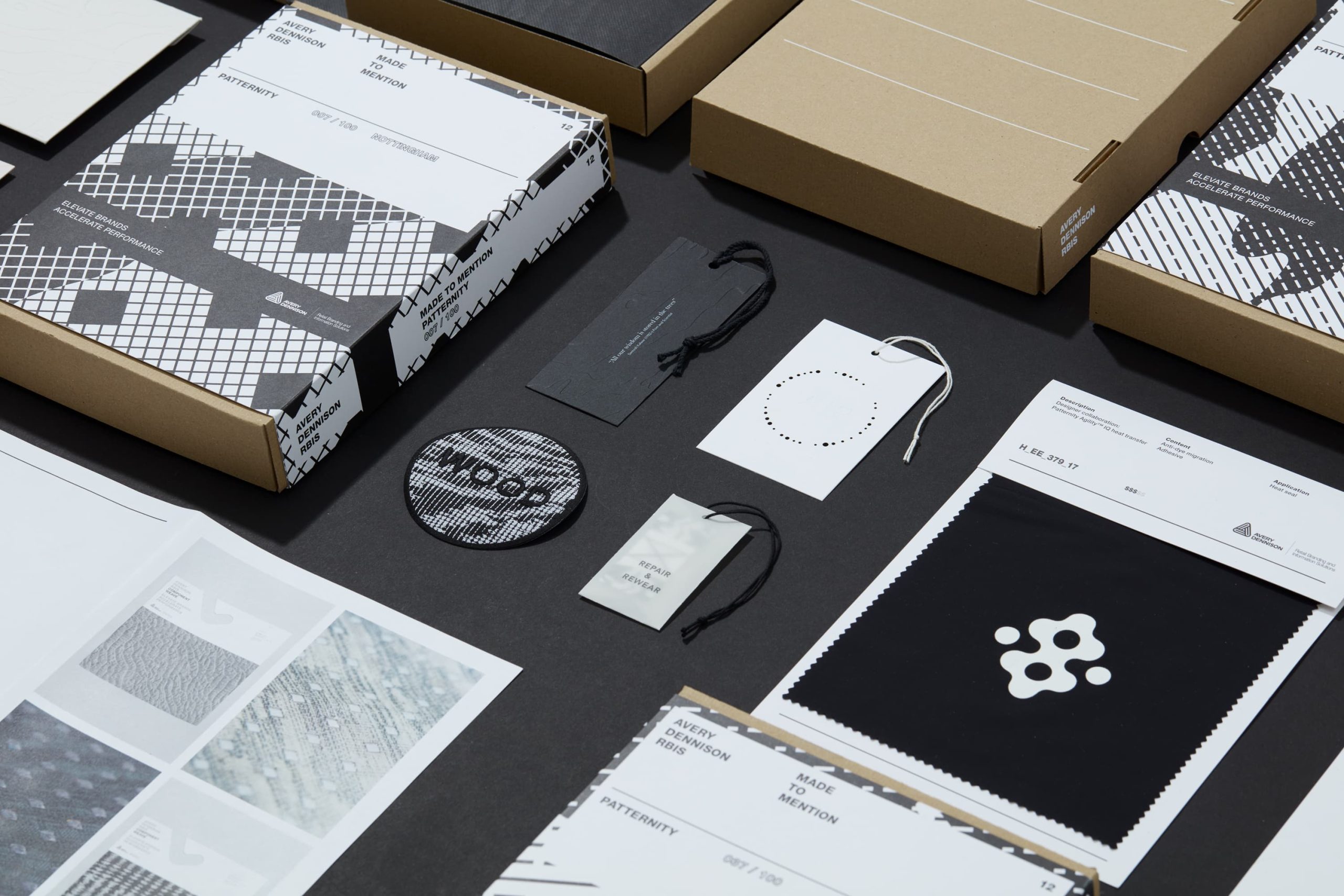 Avery Dennison collaboration with Patternity. Photo of all the box contents