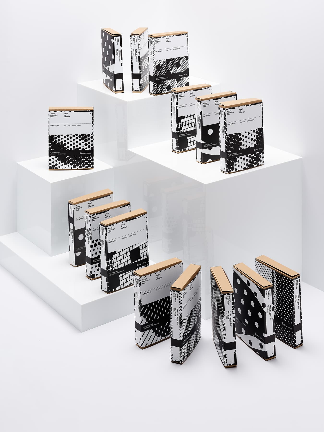 Avery Dennison collaboration with Patternity. Boxes containing lables