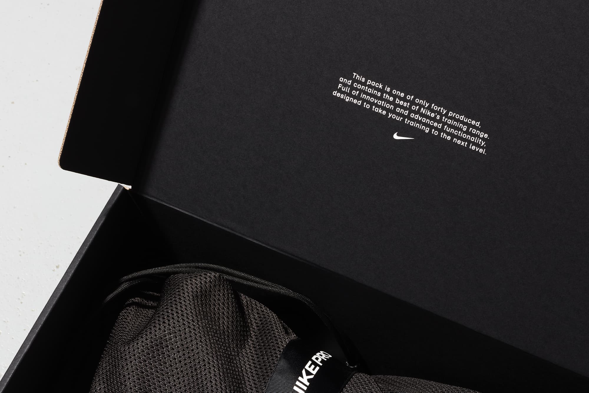 Photograph of the Nike Training pack inside the box with welcome text