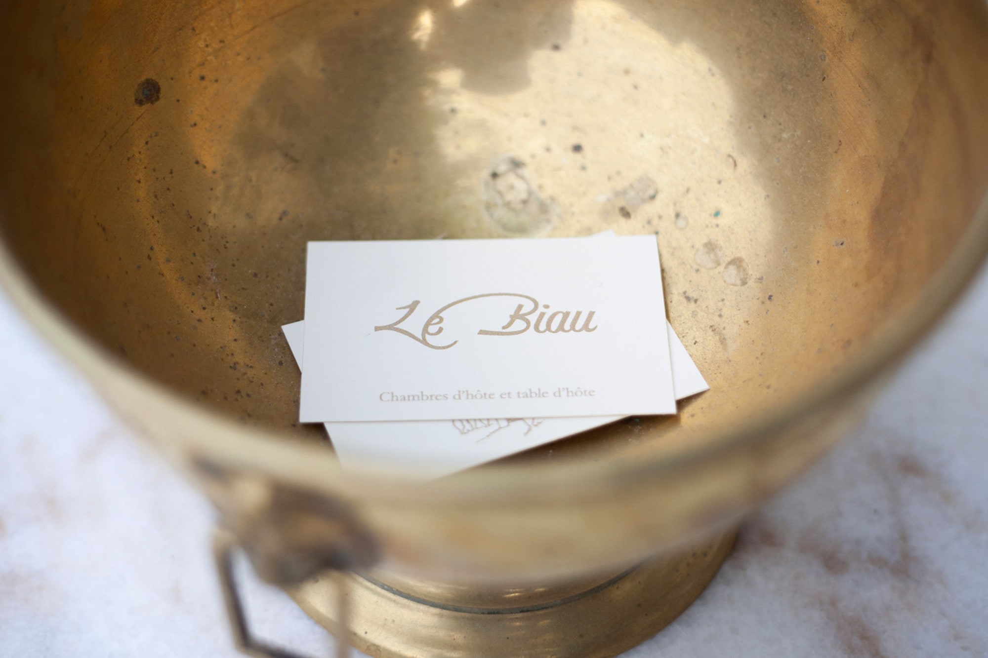 Le Biau chambres d’hôte in the south of france. Printed collateral – Business Cards